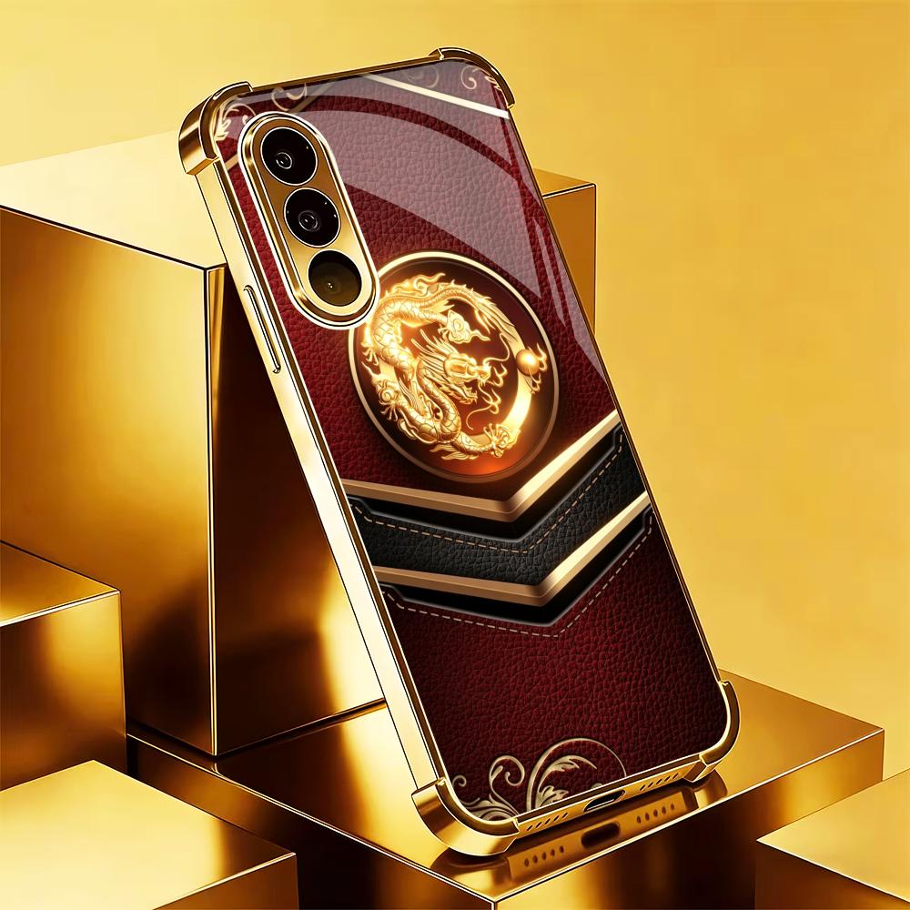 Phone Cases Quad Lock - Luxuriöse Drachenmuster-Handyhülle S26 Ultra Case 폰케이스