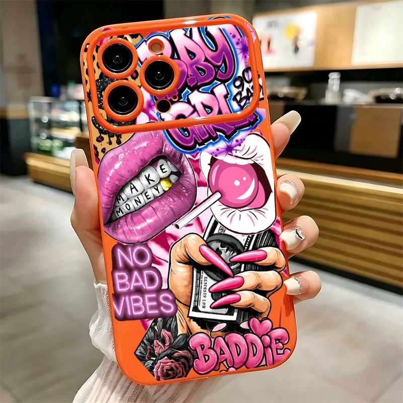 Phone Cases Girls - Hip-Hop Rosa Lippen Baby Girl Graffiti-Print