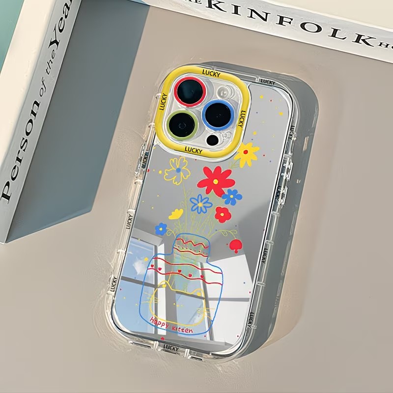 Phone Cases Like Loopy - Sommerliche Gänseblümchen-Katzen-Vasen-Design Spiegel-Handyhülle für iPhone 17