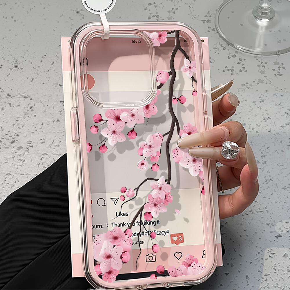 Phone Cases Pink - 2-in-1 Rosa Blumen-Hülle für iPhone 17