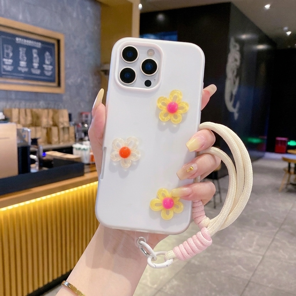 Weiß mit 3D-DIY-Buntblumen-Lan – Phone Cases Diy Bewertung und Preis